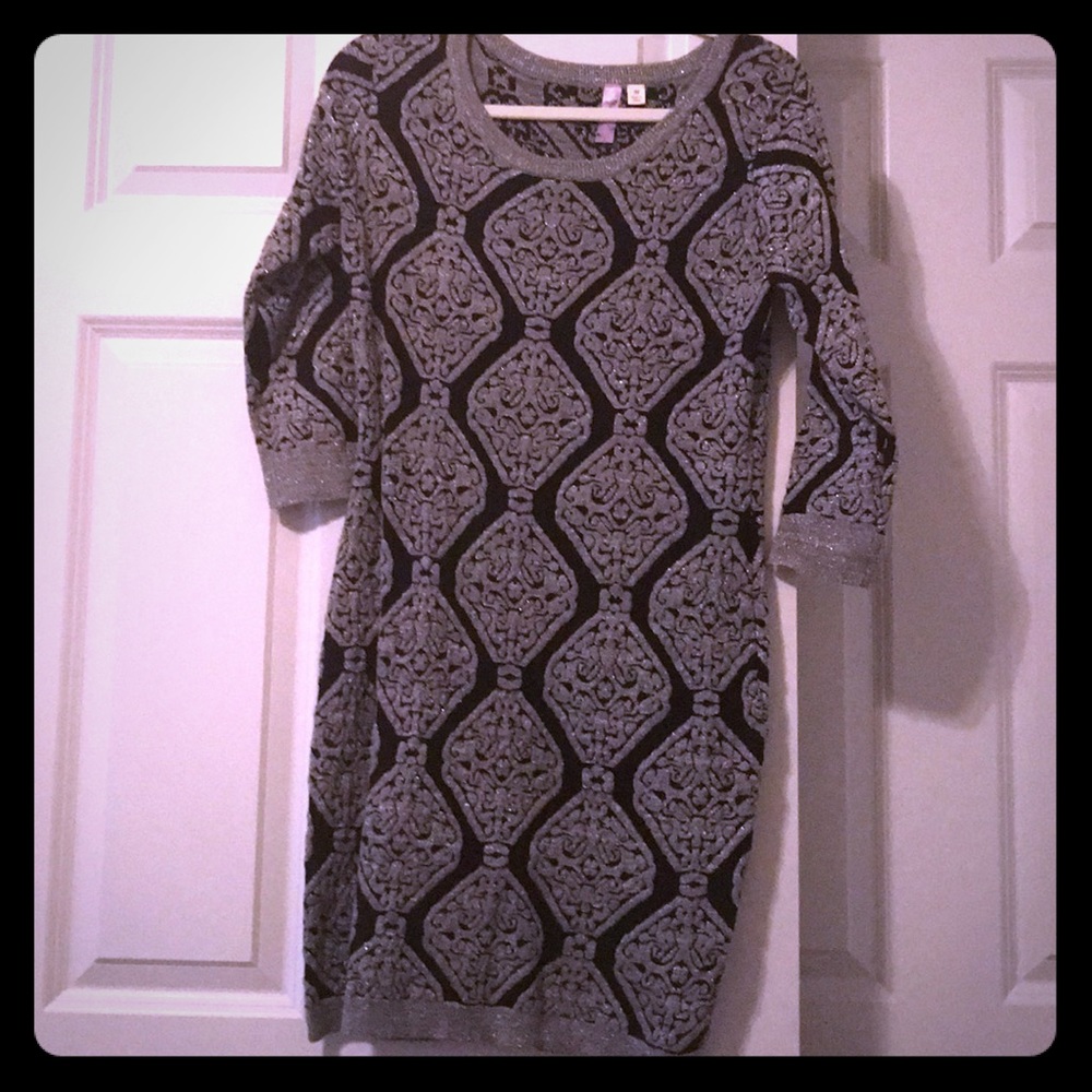 Beautiful black & silver bodycon sweater dress